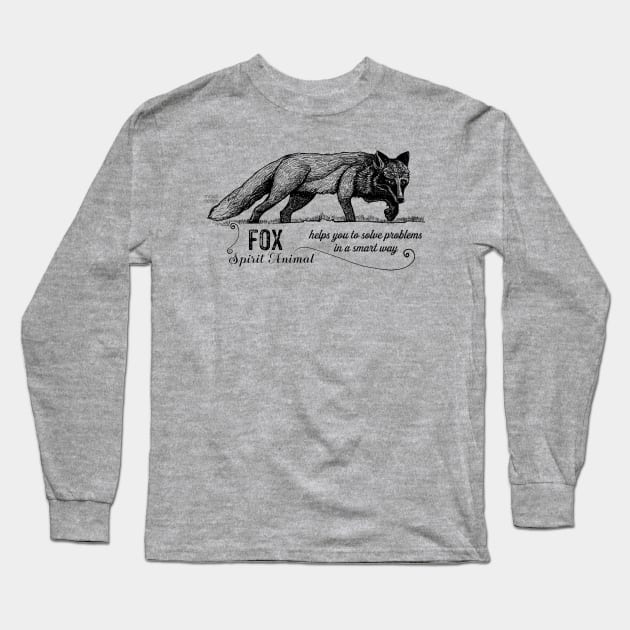 Spirit animal - fox - black Long Sleeve T-Shirt by mnutz